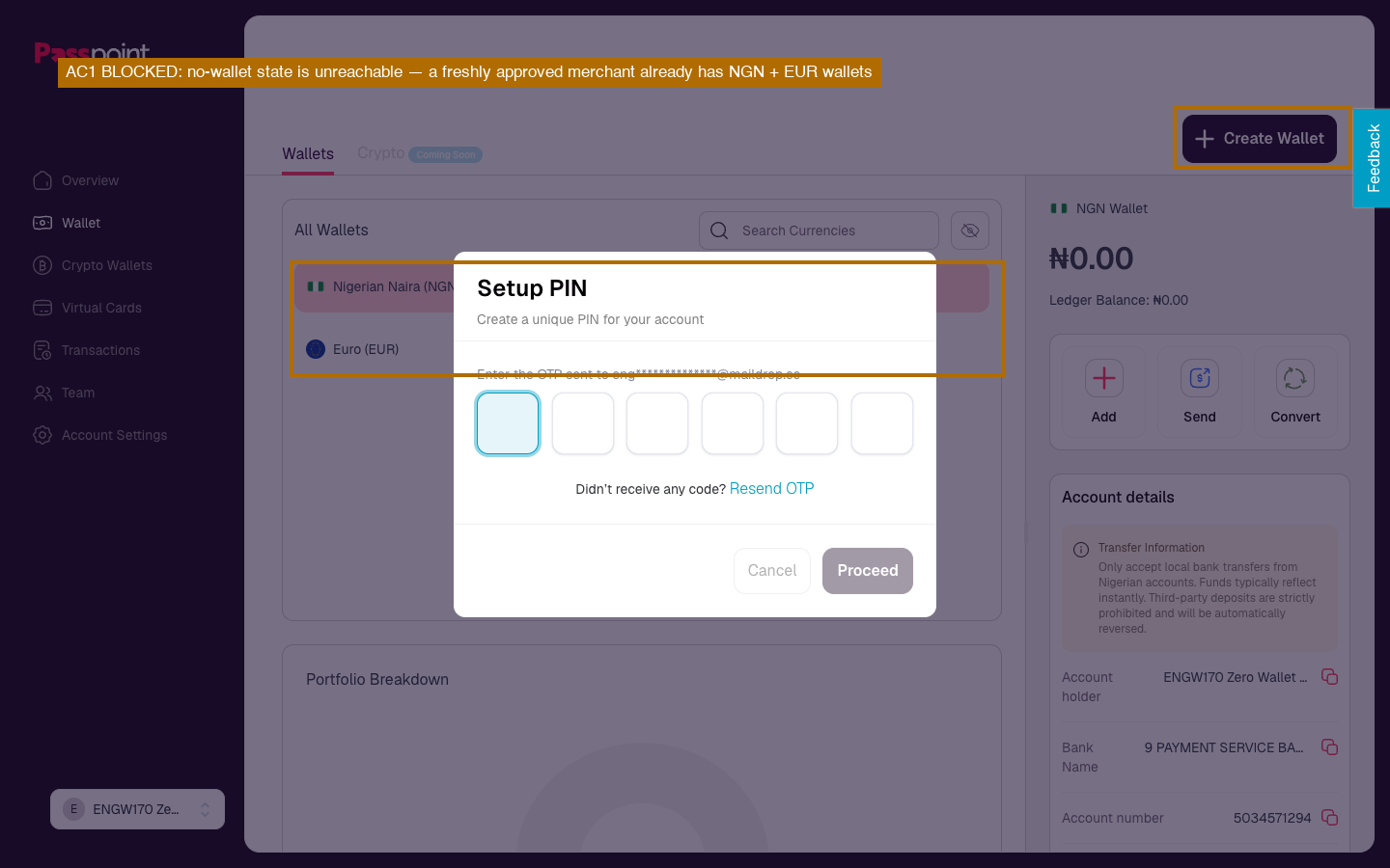 Approved merchant arrives with wallets
